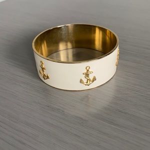 Nautical-inspired White and Gold Bangle Bracelet